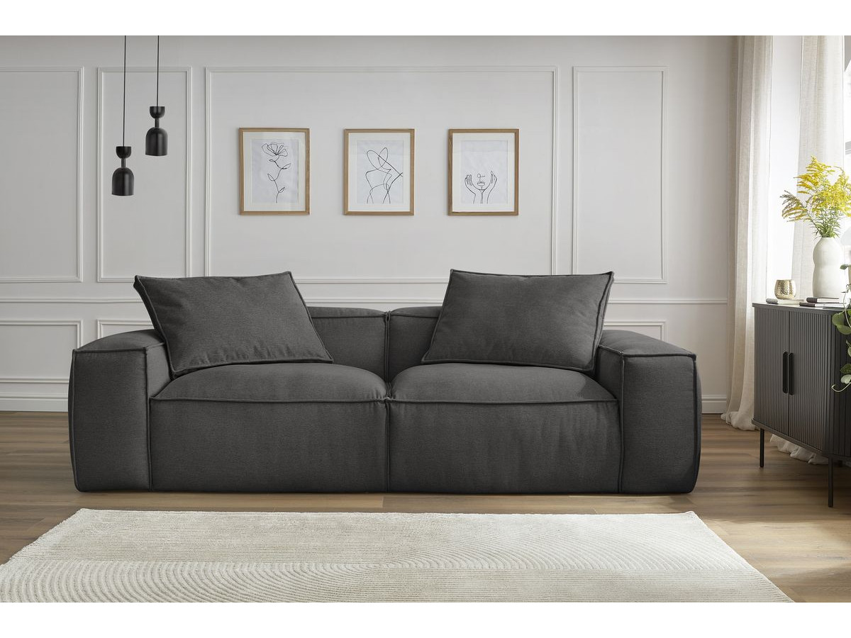 Bobochic Boheme Sofa 3-Sitzer Melange-Stoff Dunkelgrau