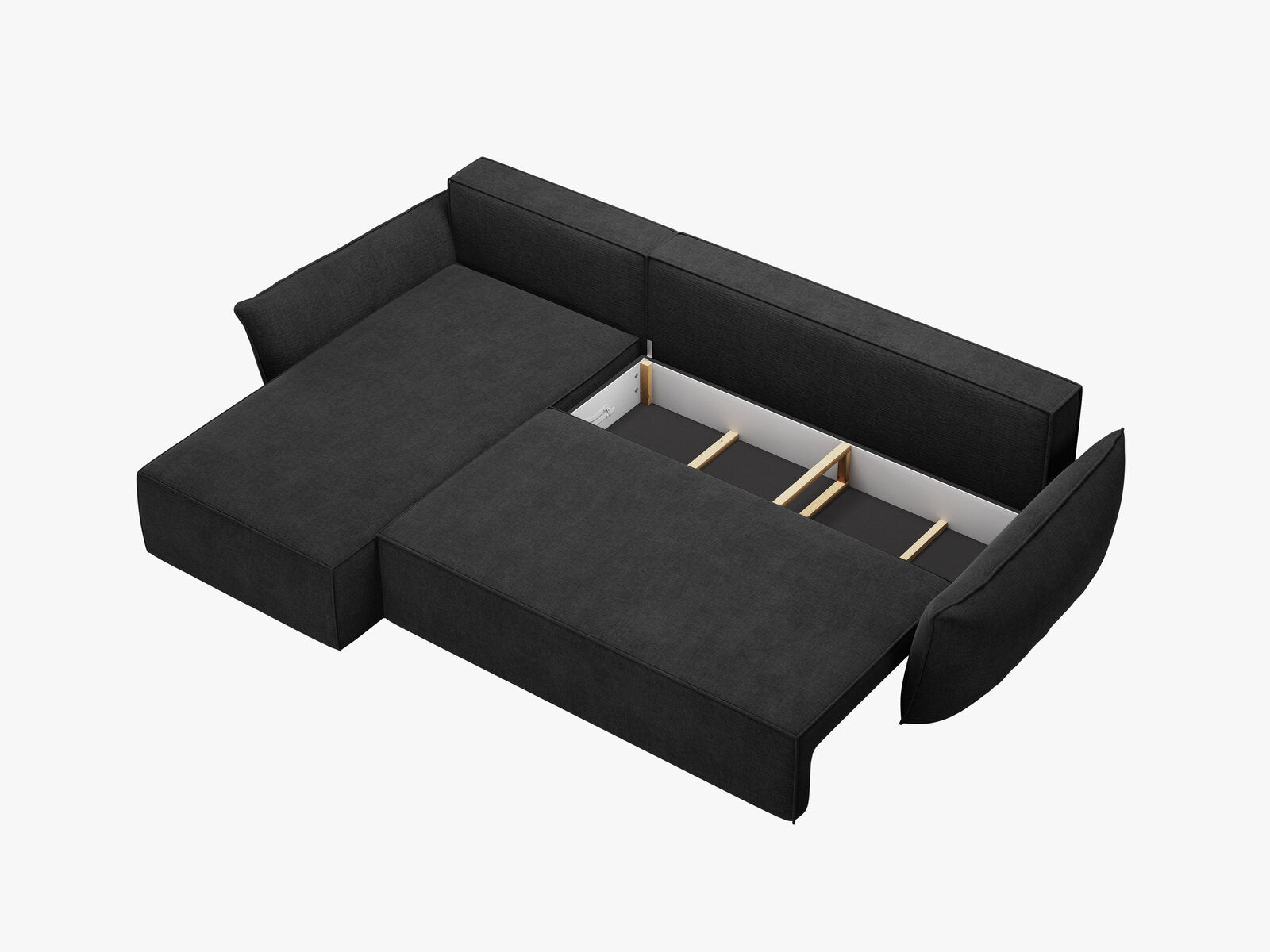 Micadoni Kaelle Ecksofa 4-Sitzer mit Schlaffunktion Links Chenille Over The Horizon Schwarz