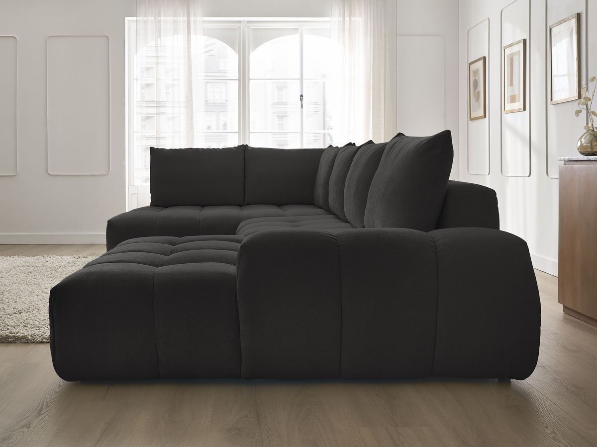 Bobochic Everest Wohnlandschaft, 6 Kissen Strukturstoff Schwarz Ecke rechts