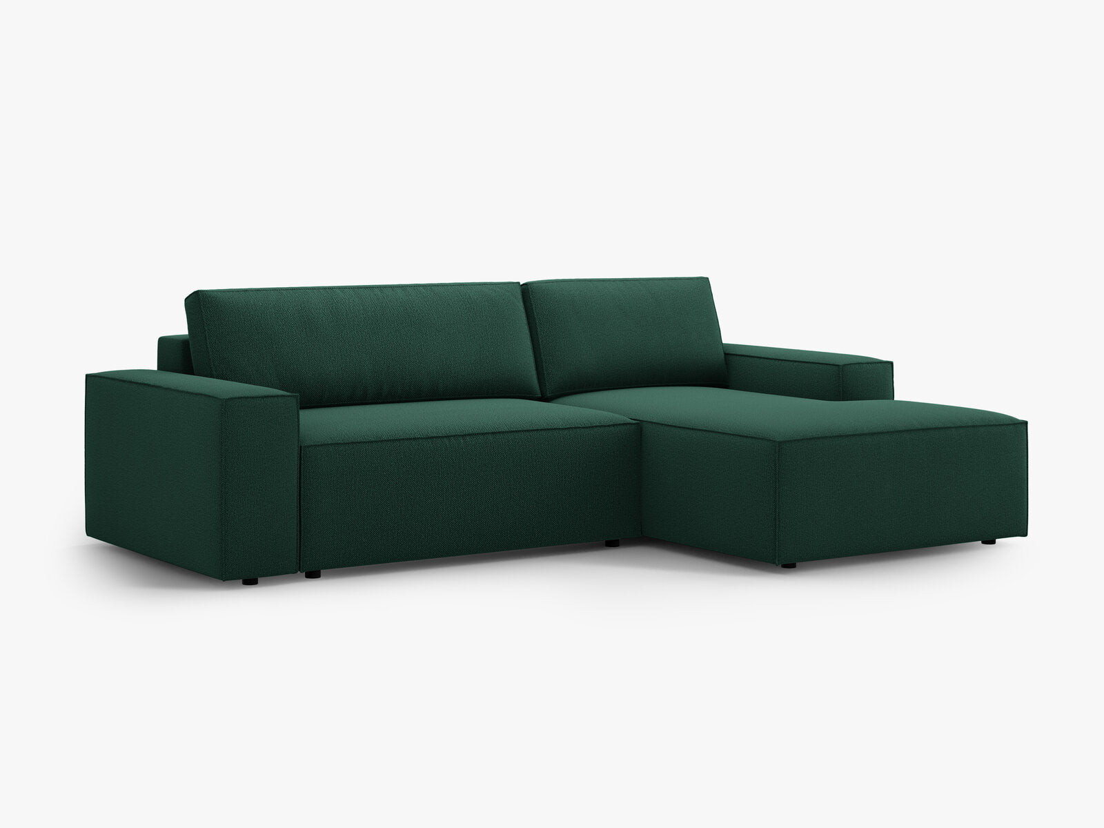 Micadoni Schlaf-Ecksofa Jodie 3-Sitzer Rechts Strukturierter Stoff Grün