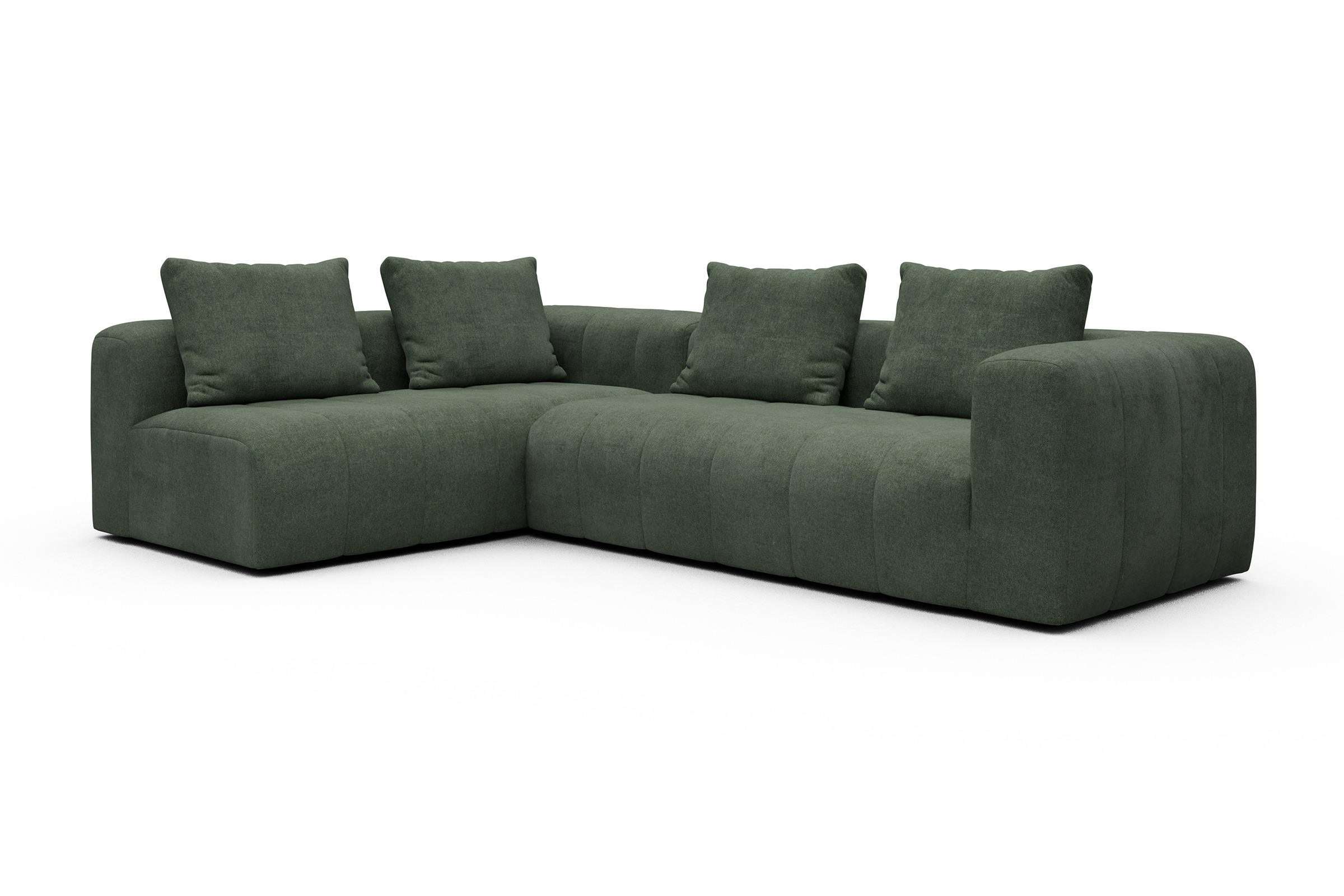 Ecksofa Hugo 2x 2,5-Sitzer Armlehne rechts Casone-Forest-Green