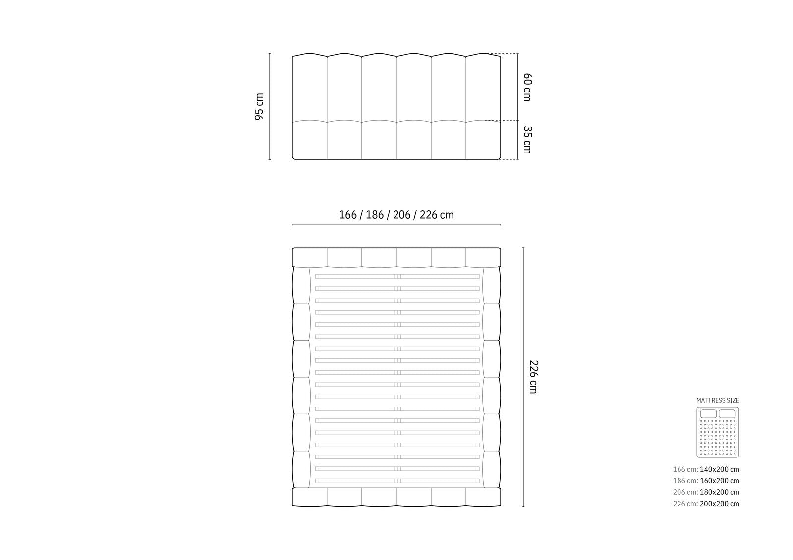 Micadoni Stauraumbett mit Kopfteil Lupine Strukturierter Stoff Moly Anthrazit 140x200