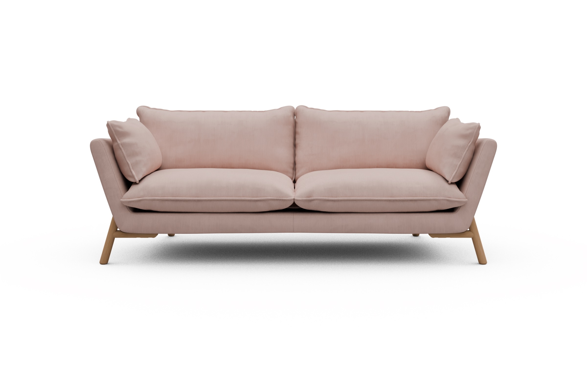 Skandi Home Sofa Emil PREMIUM 3-Sitzer Beinfarbe Eiche Natur Cordufine-Blush moebelfaktor