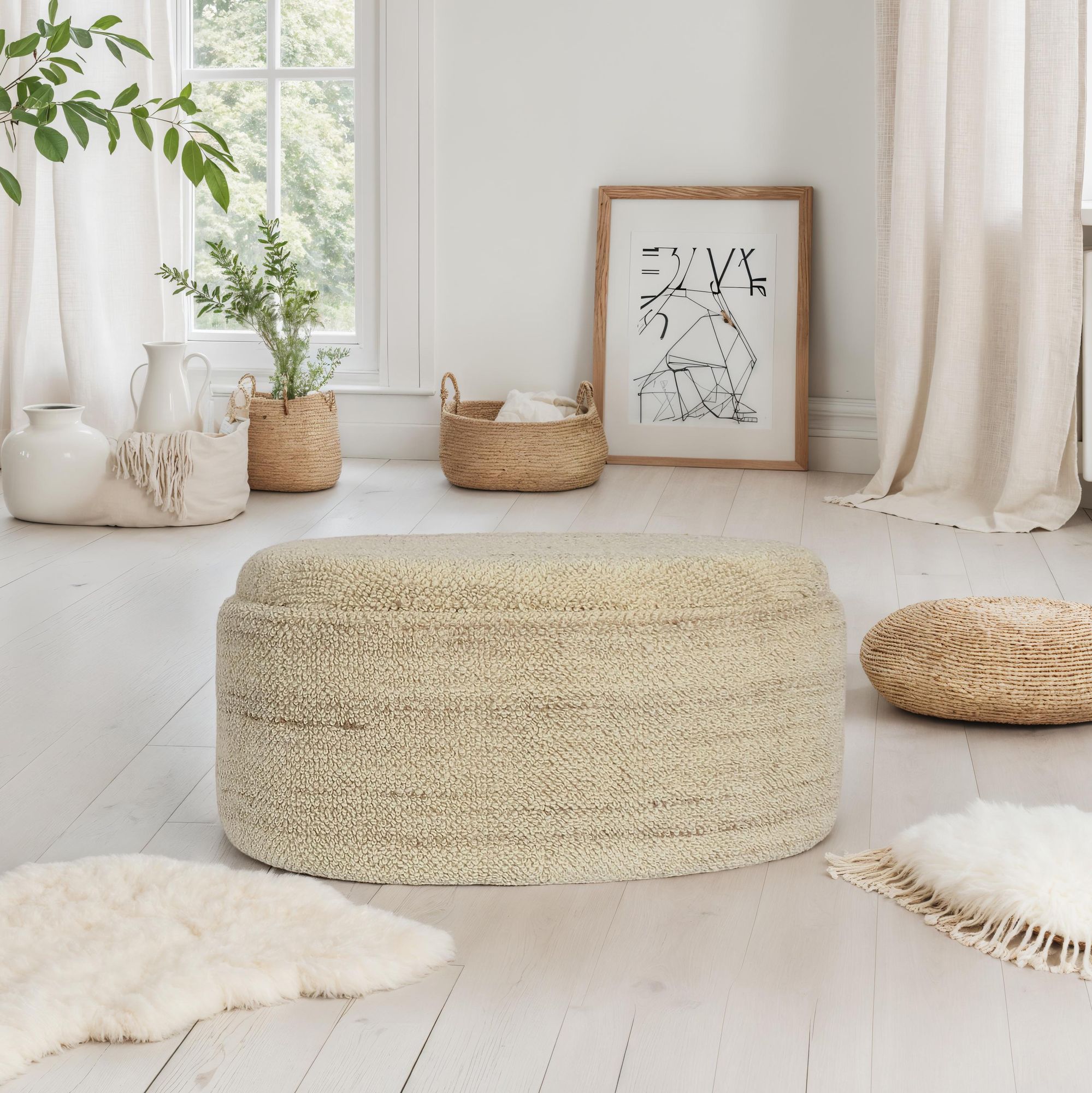 Sitzhocker Oteren Stoff Braun 81 × 62 × 40 cm