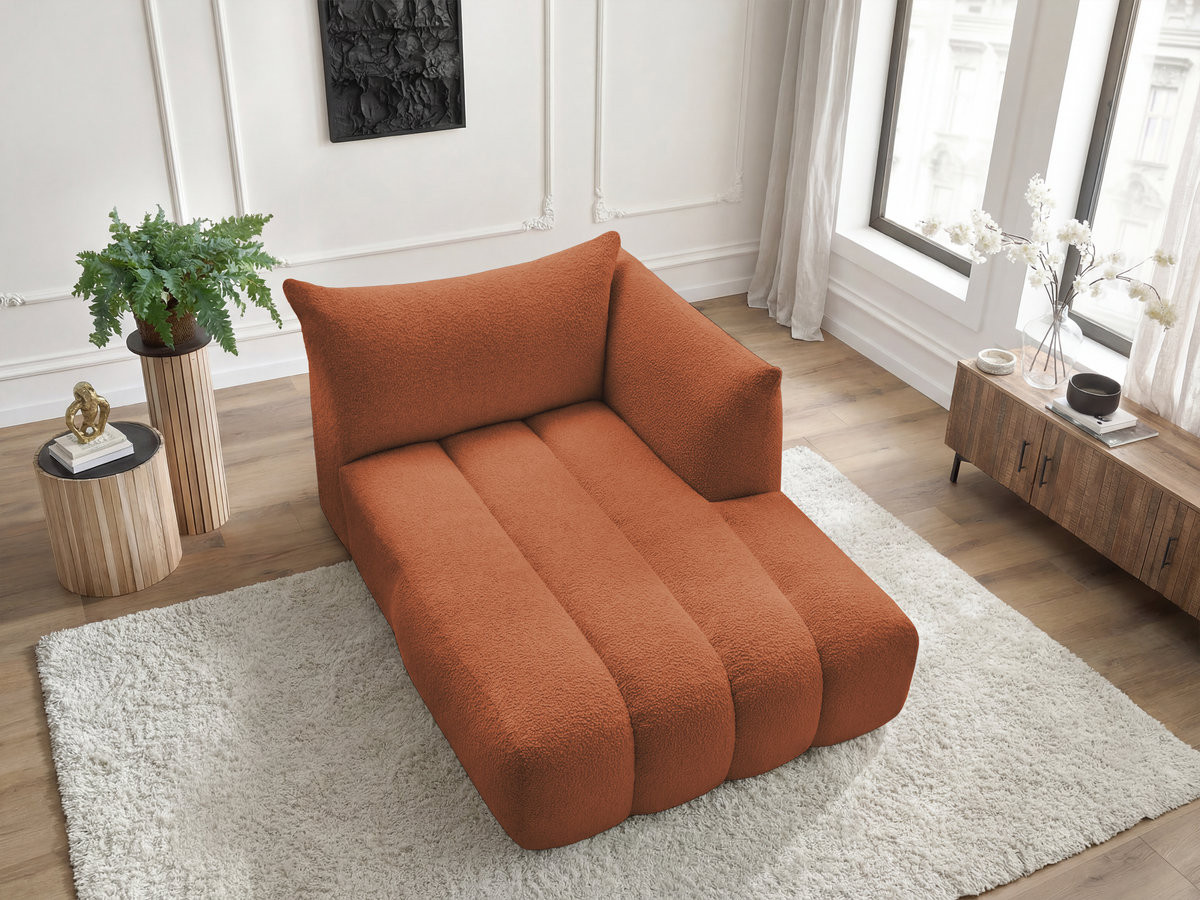 Bobochic Azra Méridienne-Modul Bouclé-Stoff Orange Ecke rechts