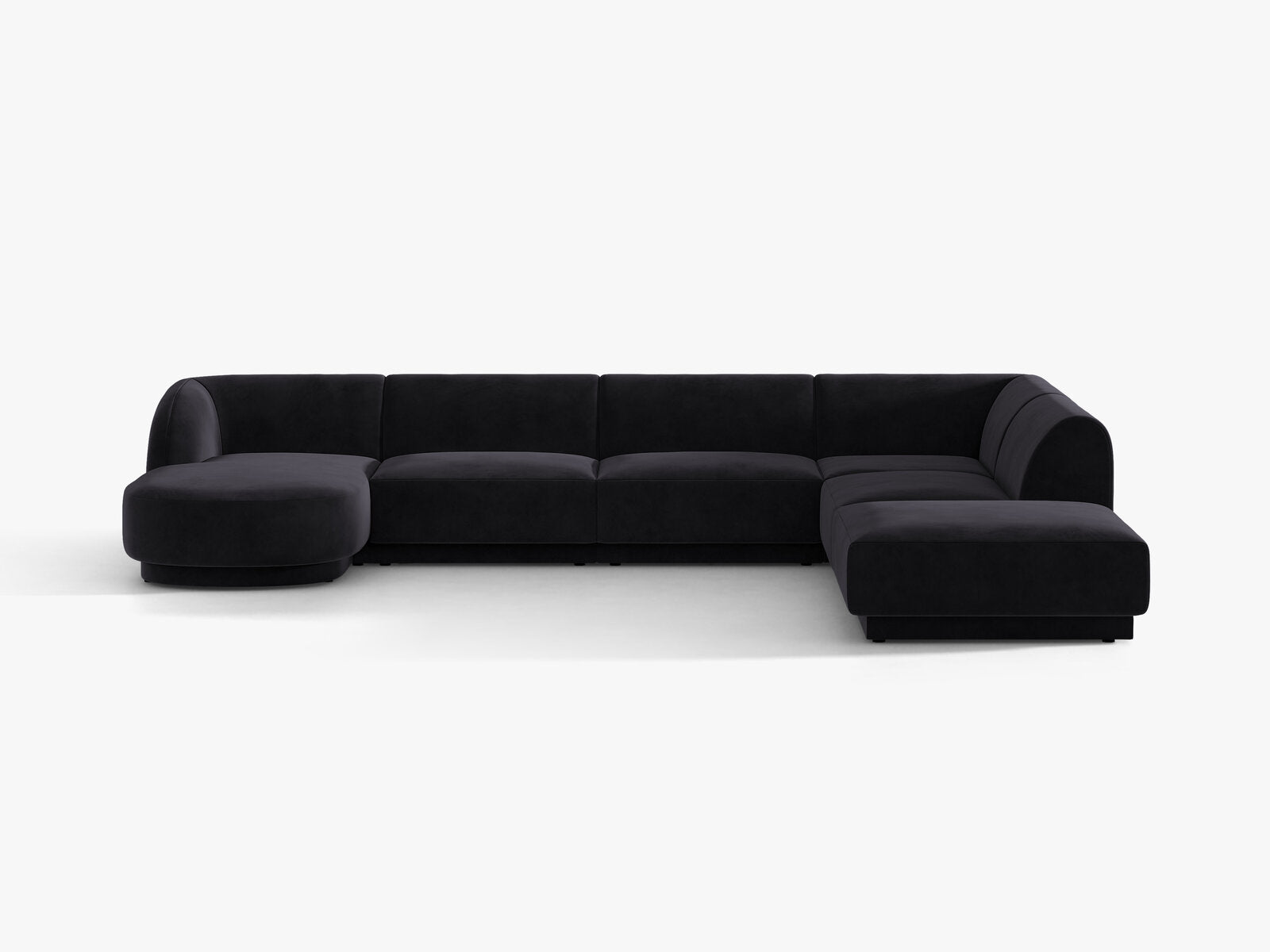 Micadoni Panorama-Ecksofa Miley 6-Sitzer Rechts Samt Venus Schwarz