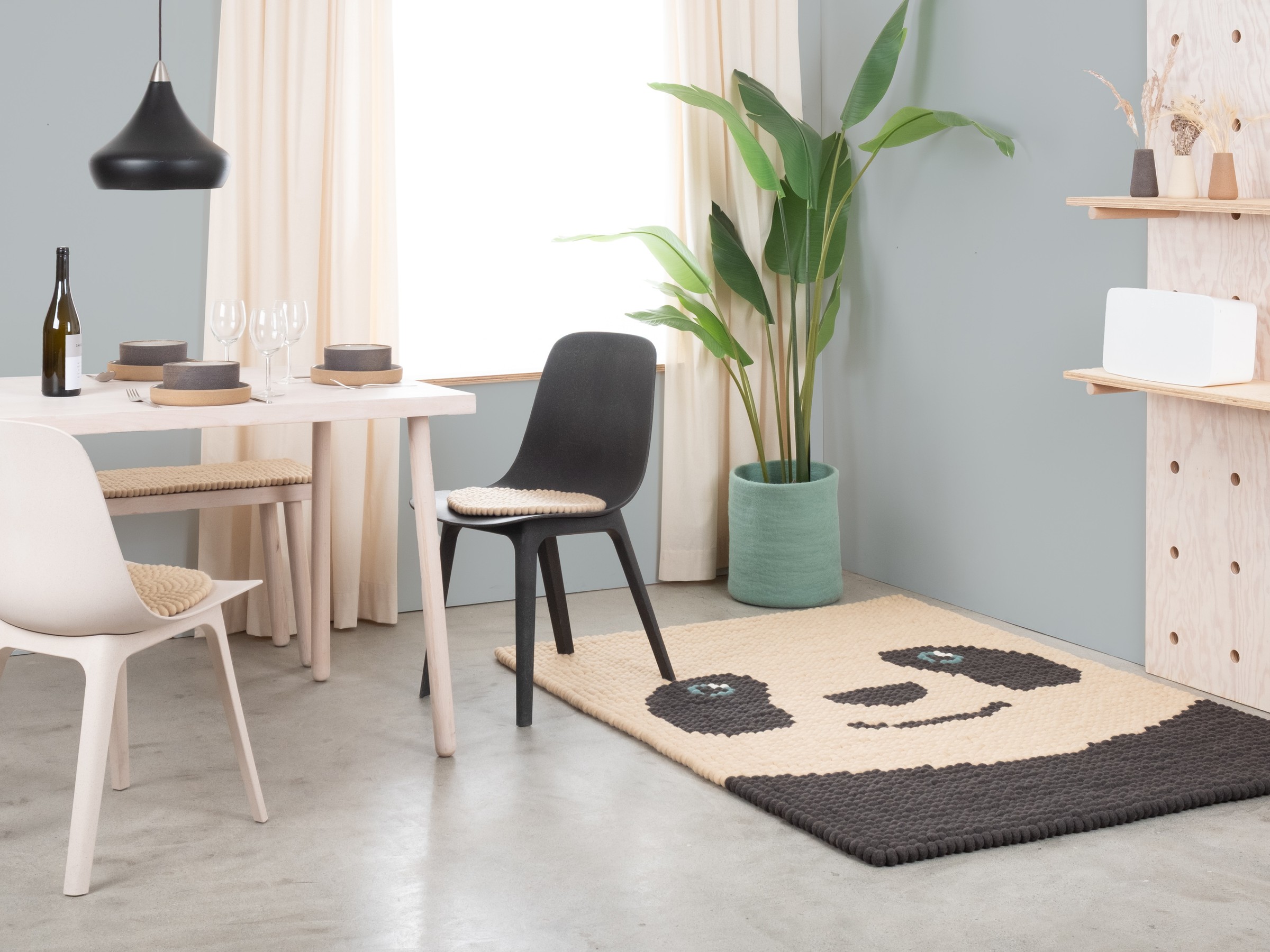 myfelt Bo Filzkugelteppich Creme
