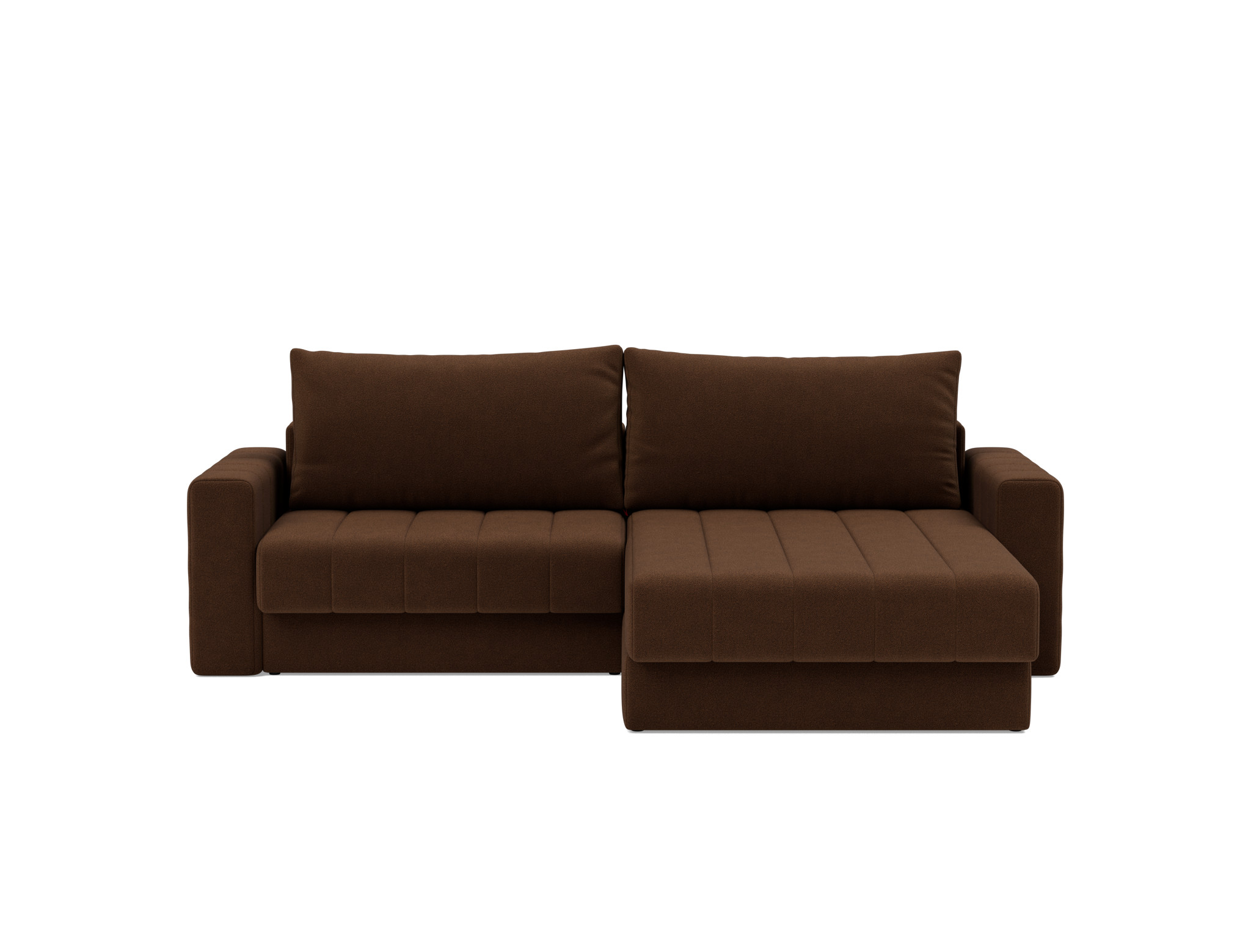 Schlafsofa Akello mit Chaiselongue und Armlehnen Strukturierter Stoff Taura 359-Cappuccino