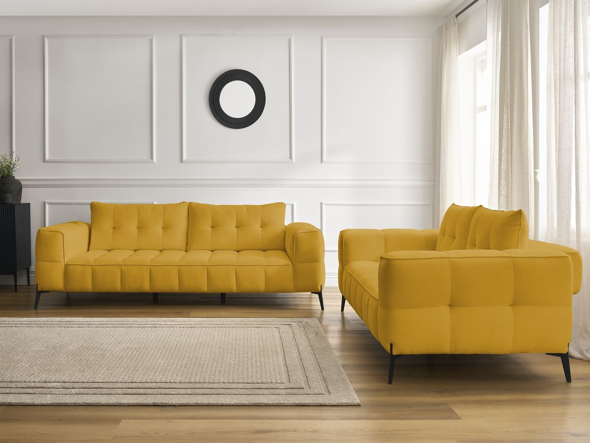 Bobochic Anis Sofa-Set 3- und 2-Sitzer Strukturstoff Gelb