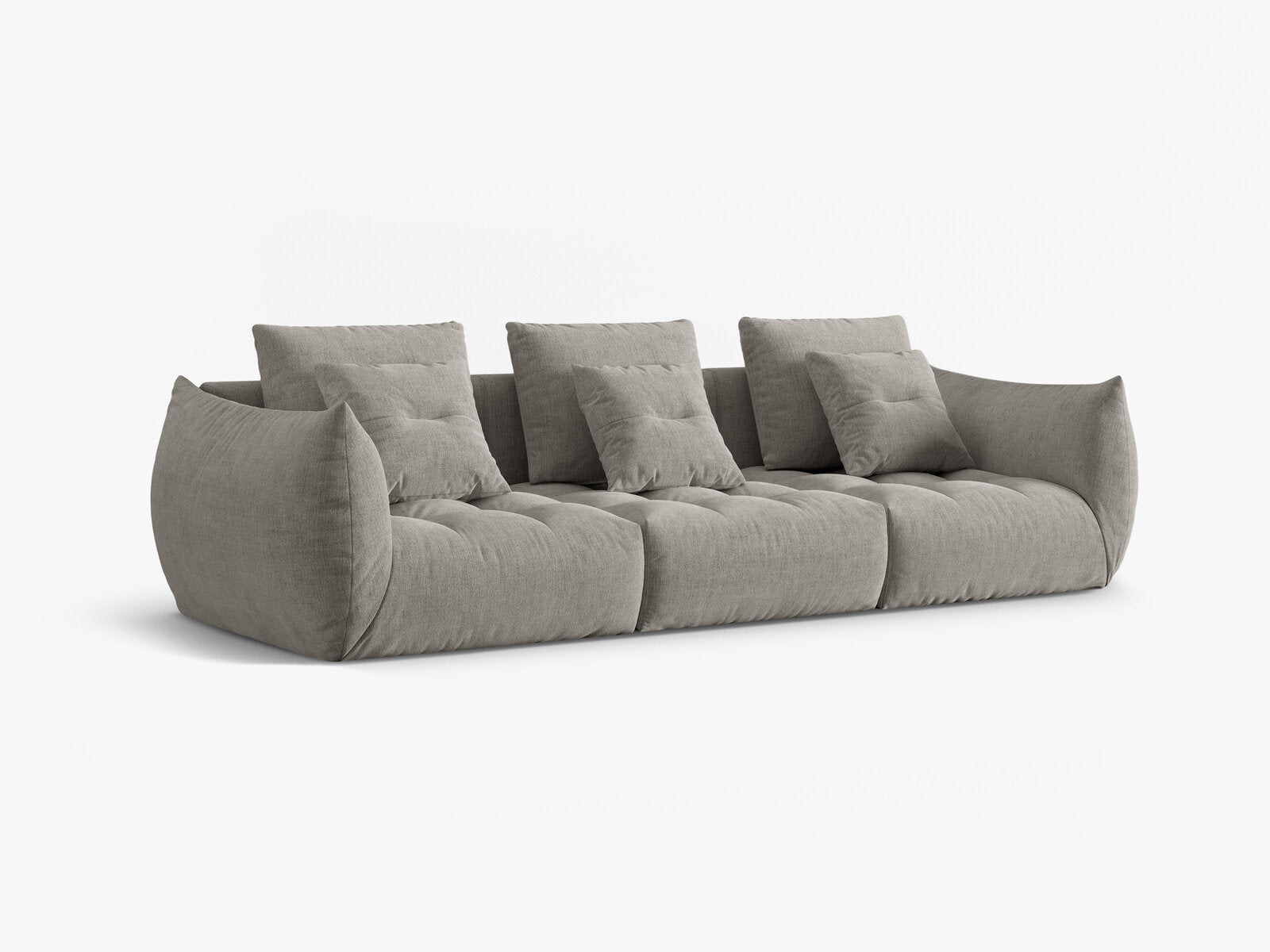 Micadoni Sofa Bloom 4-Sitzer Strukturierter Stoff Wind Hellgrau