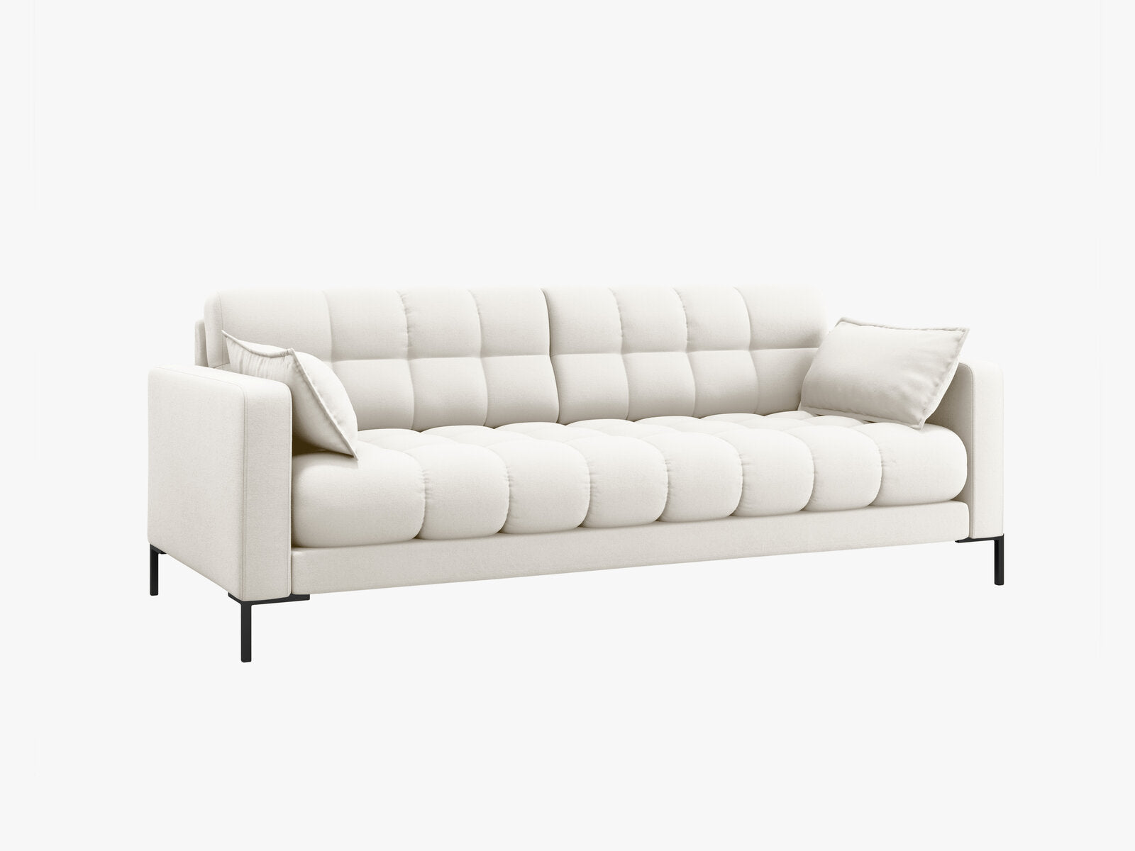 Micadoni Sofa Mamaia 3-Sitzer Strukturierter Stoff Neve Helles Beige schwarze Beine