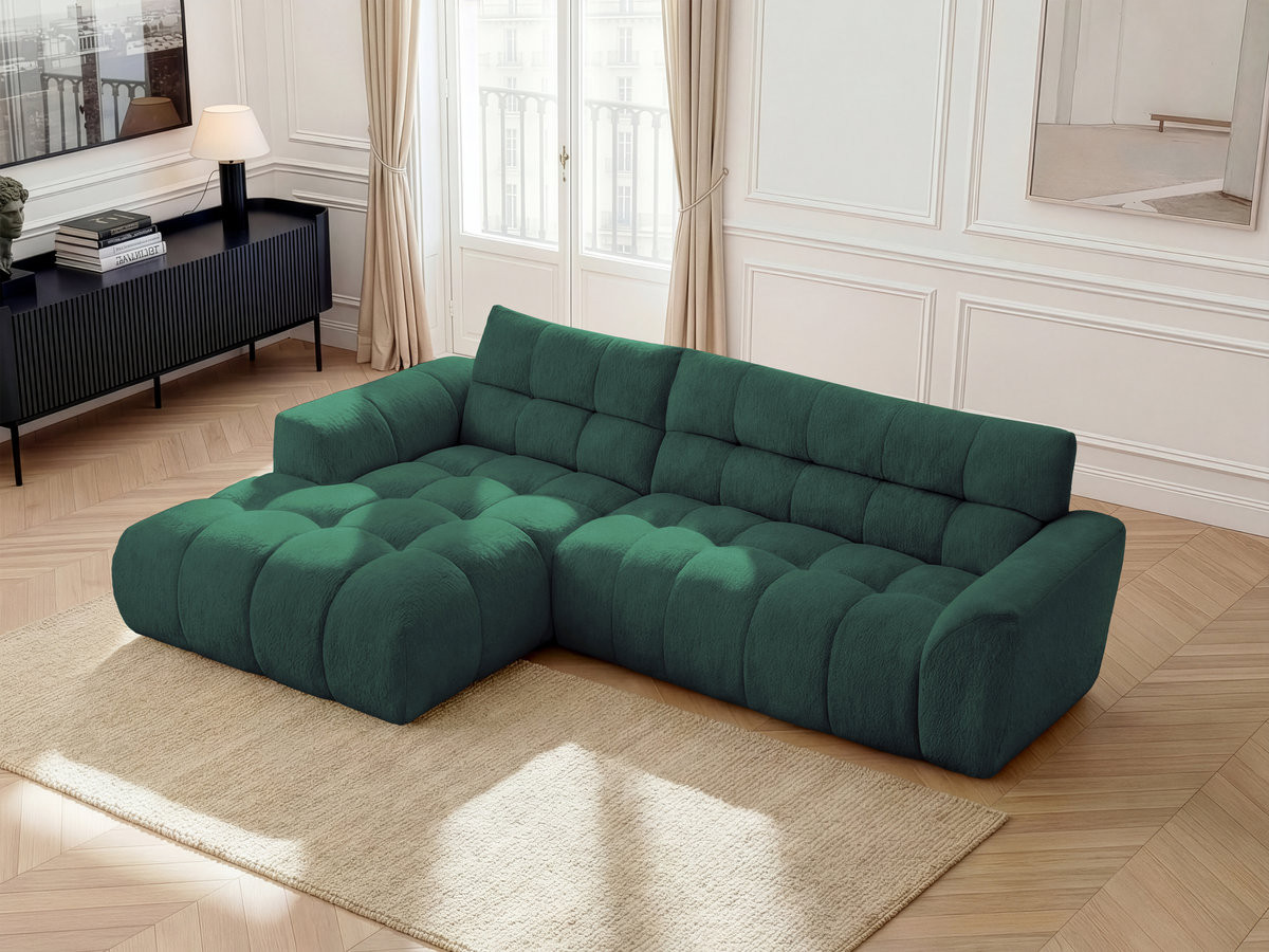 Bobochic Jaya Ecksofa Chenille Dunkelgrün Ecke links