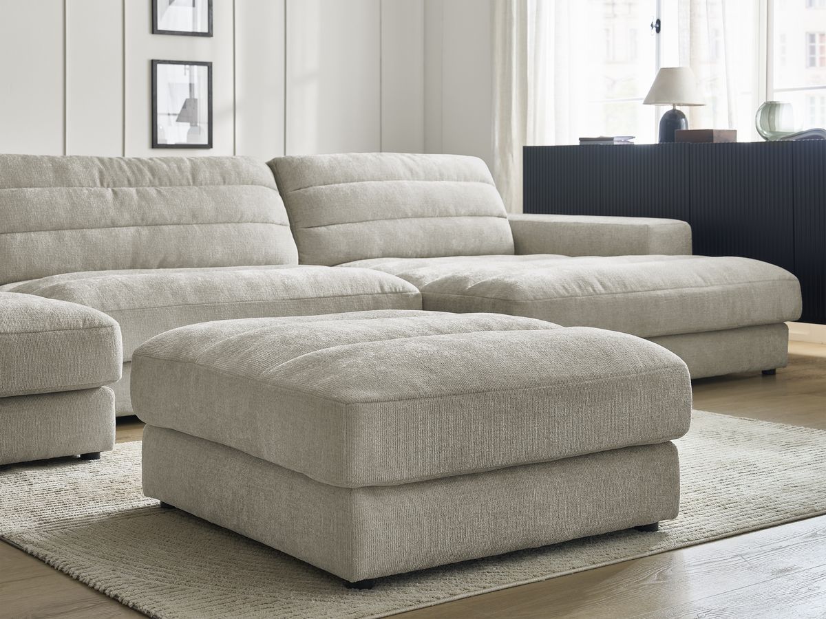 Bobochic Sierra Wohnlandschaft mit Pouf Strukturstoff Taupe