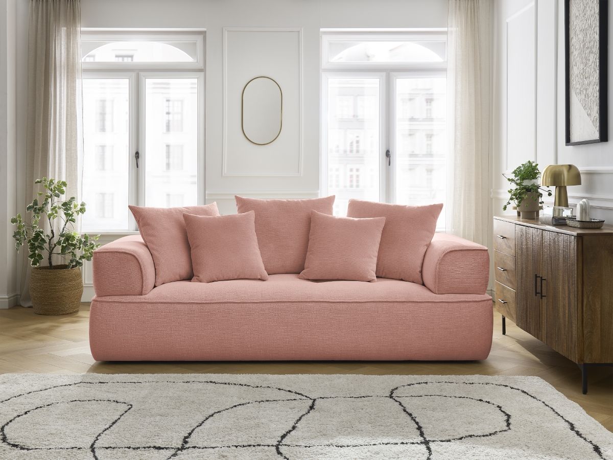 Bobochic Whesley Sofa 3-Sitzer Stoff Rosa