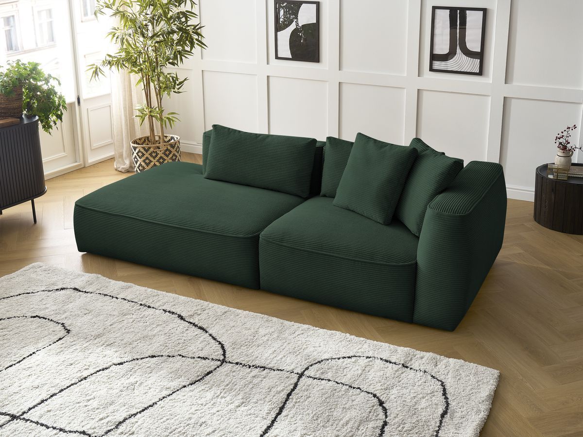 Bobochic Leopold Sofa 3-Sitzer Cordsamt Dunkelgrün Armlehne rechts