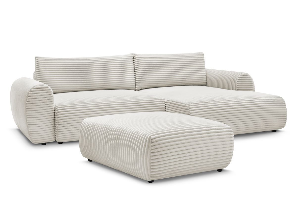 Bobochic Lucien Ecksofa mit Schlaffunktion und Bettkasten und Pouf 314 × 167 cm