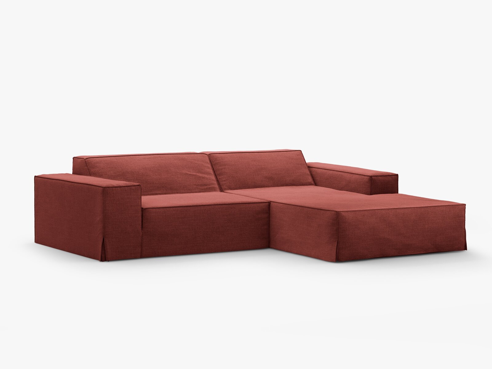 Micadoni Ecksofa Jodie 3-Sitzer Rechts Strukturierter Stoff Lins Kirschholz