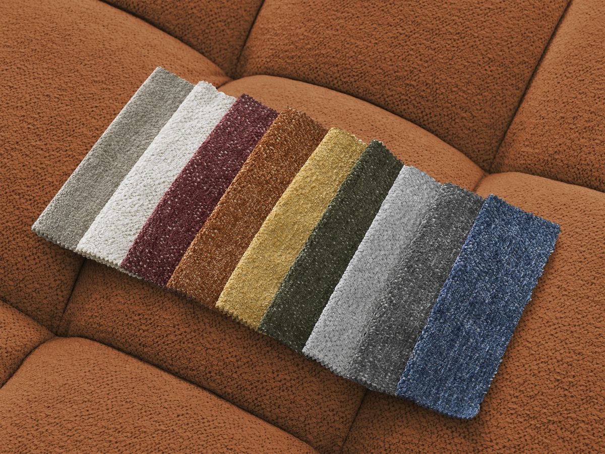 Bobochic Everest Sofa 3-Sitzer, 5 Kissen Melange-Stoff Orange
