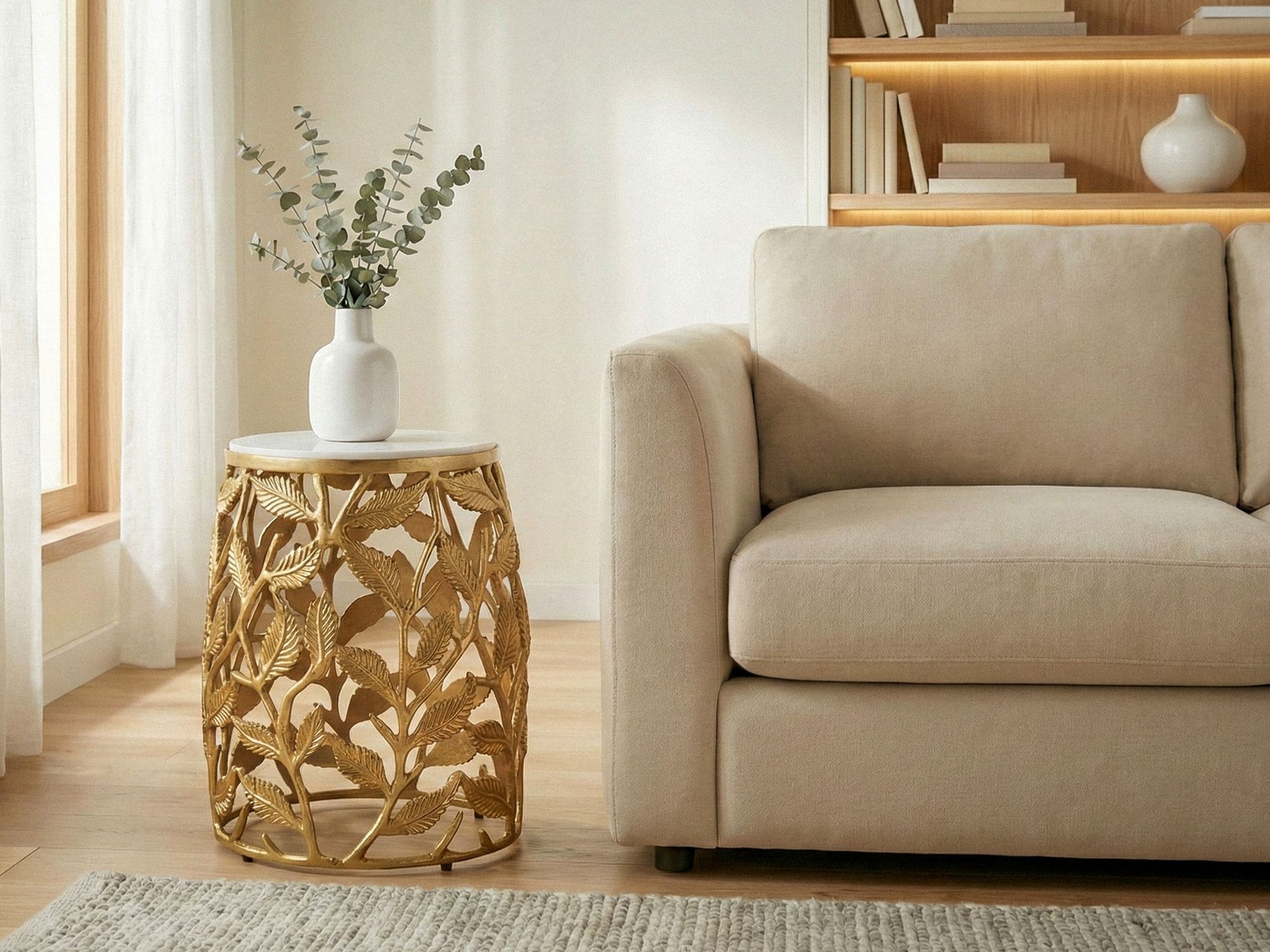 Beistelltisch Sortland Marmor Gold Ø 40 × H 46 cm
