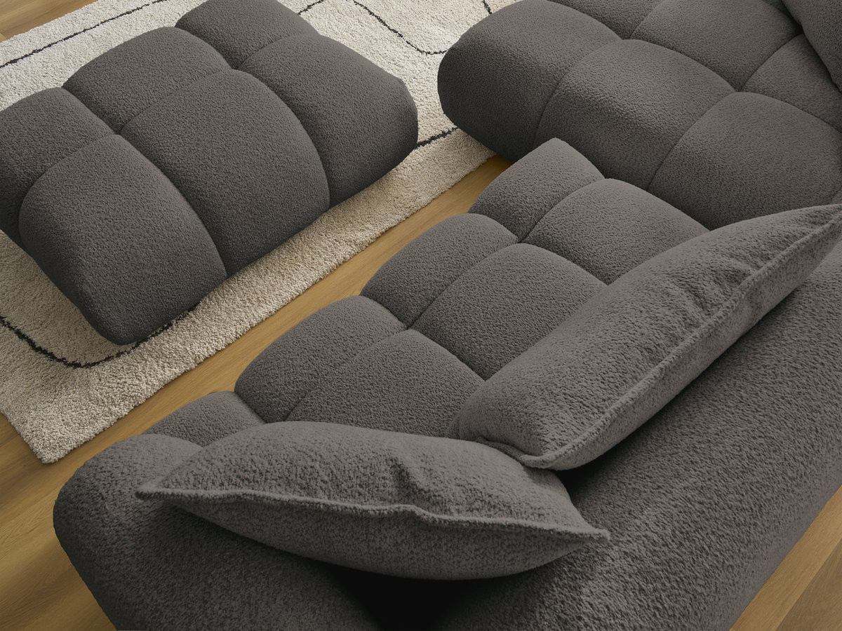 Bobochic Alya Ecksofa mit Pouf Bouclé-Stoff Braun Ecke links