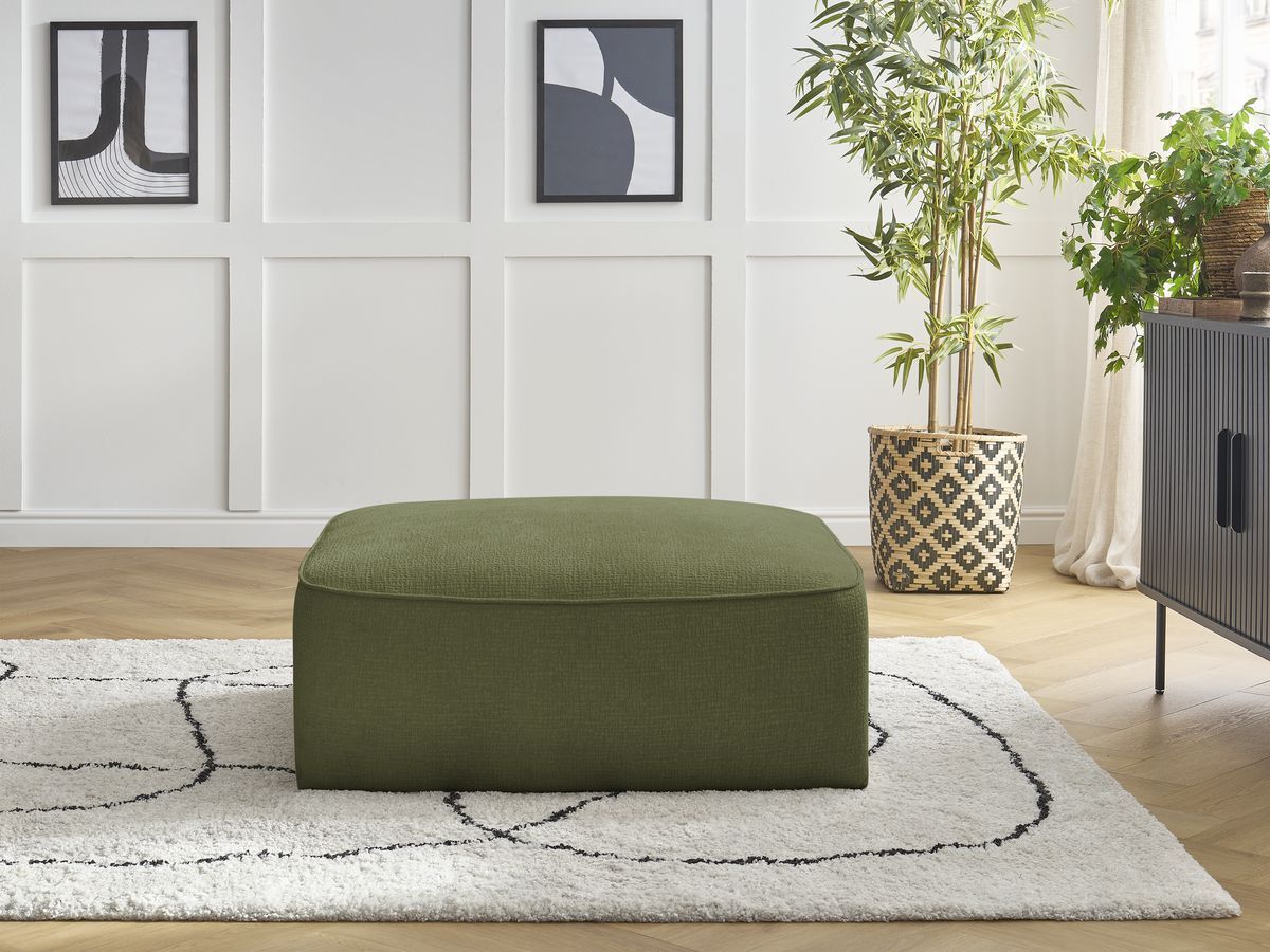 Bobochic Leopold Pouf Strukturstoff Dunkelgrün