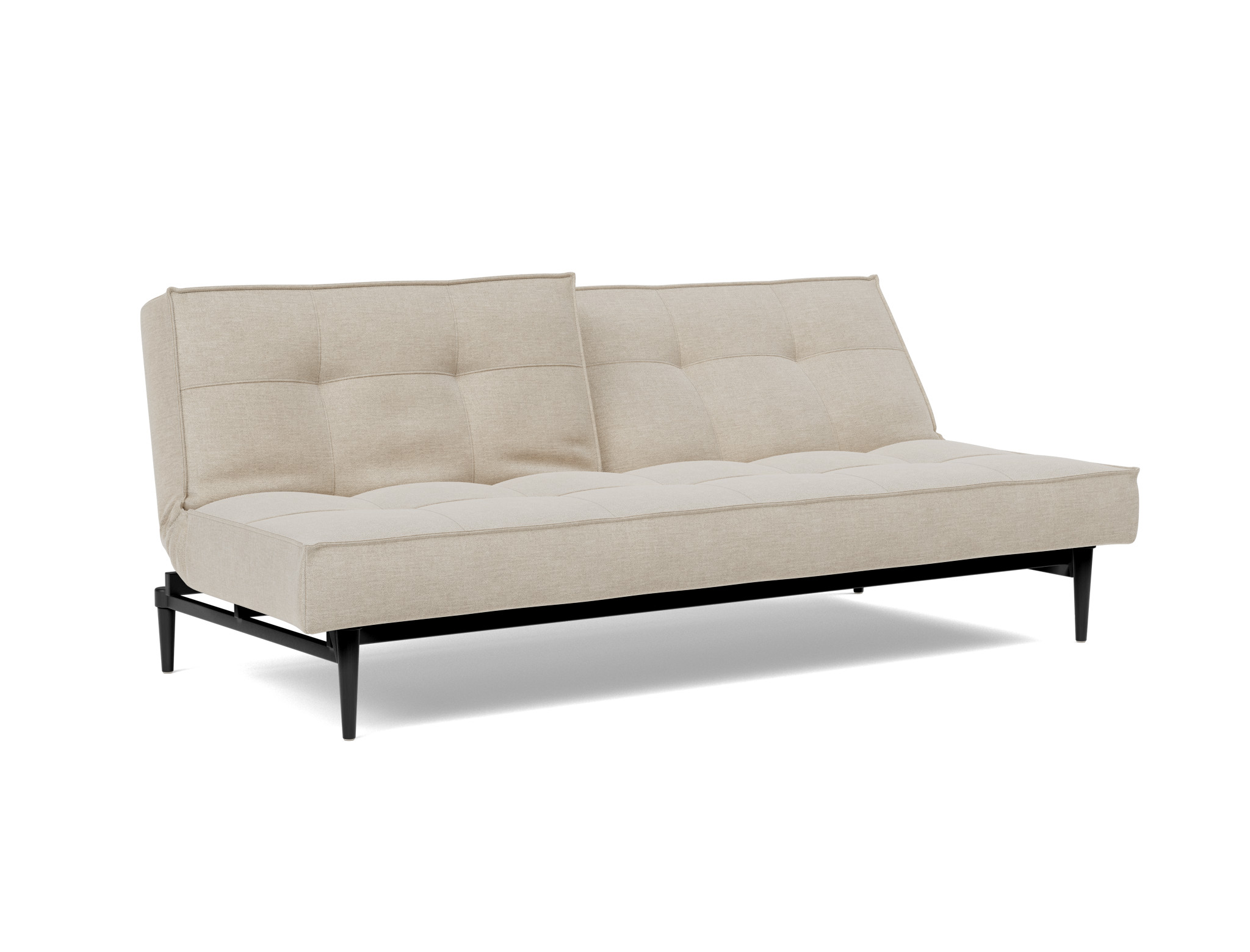 Schlafsofa Splitback Flachgewebe Phobos 586-Latte Beine Styletto Eiche schwarz