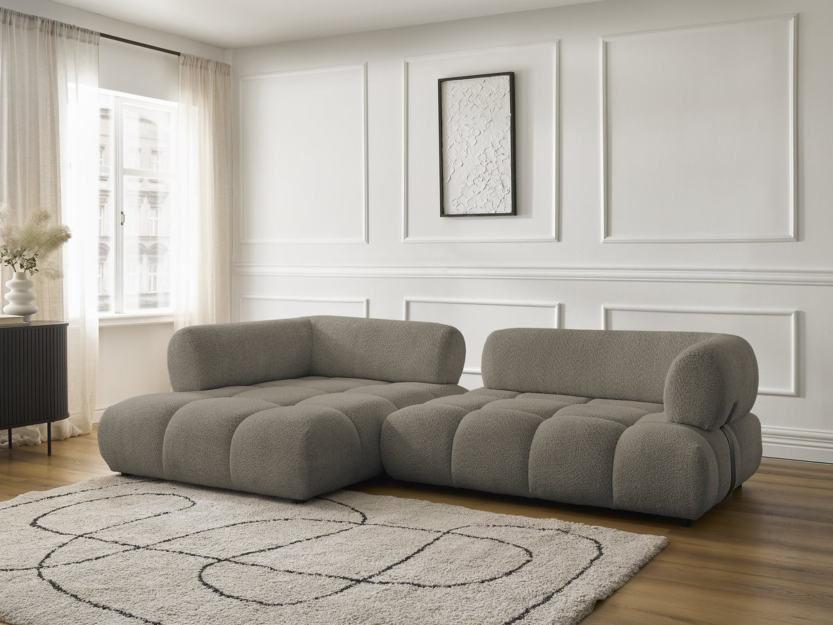 Bobochic Alya Ecksofa Bouclé-Stoff Taupe Ecke links