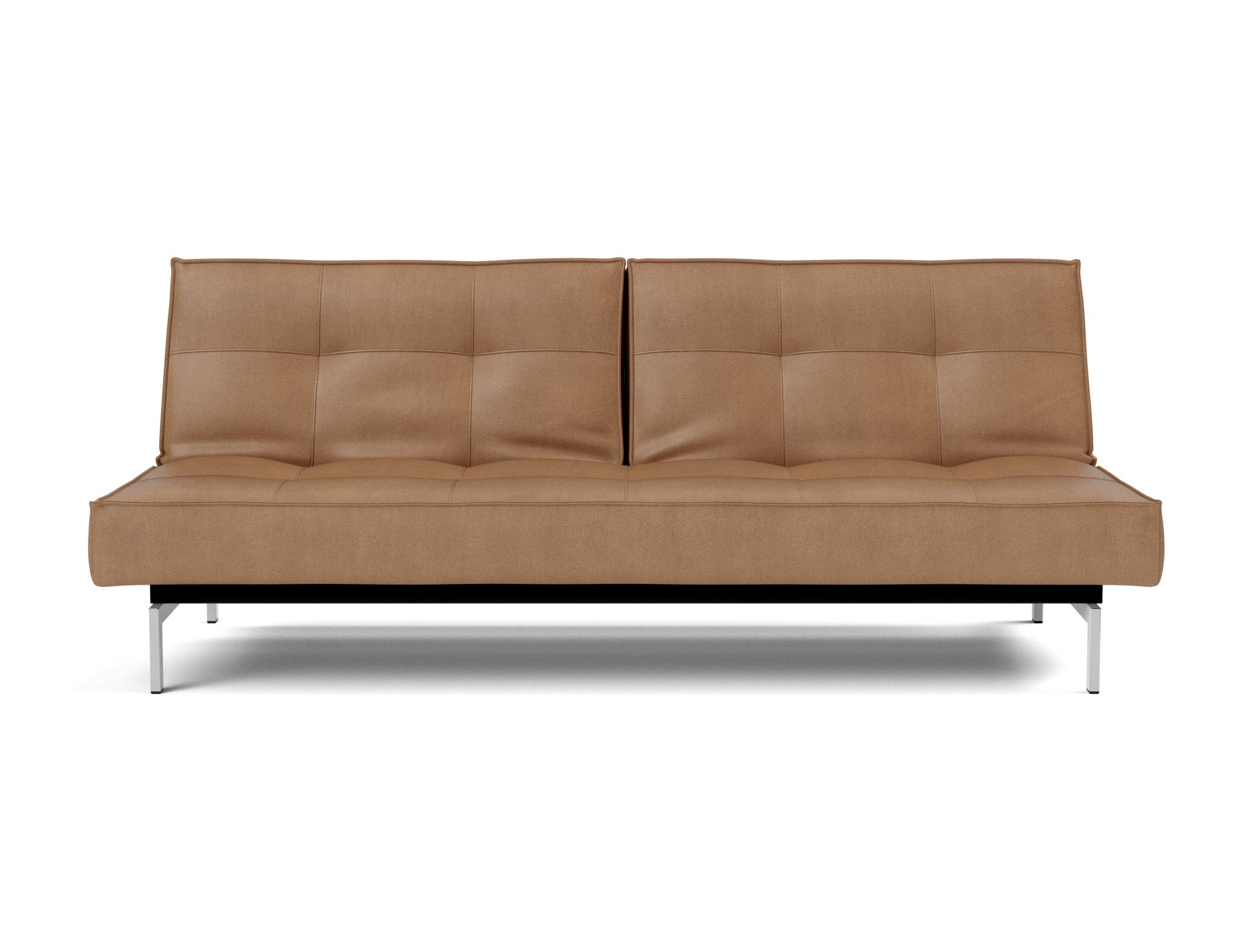 Schlafsofa Splitback Lederoptik Faunal 551-Brown Beine Chrom
