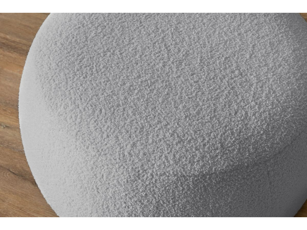 Bobochic Envy Pouf, rund Bouclé-Stoff Hellgrau