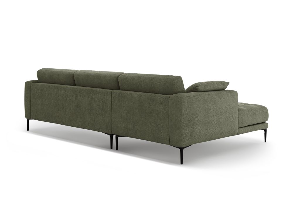 Cosmopolitan Design Ecksofa Lazio 3-Sitzer Strukturierter Stoff Sorella Dunkles Olivgrün Links