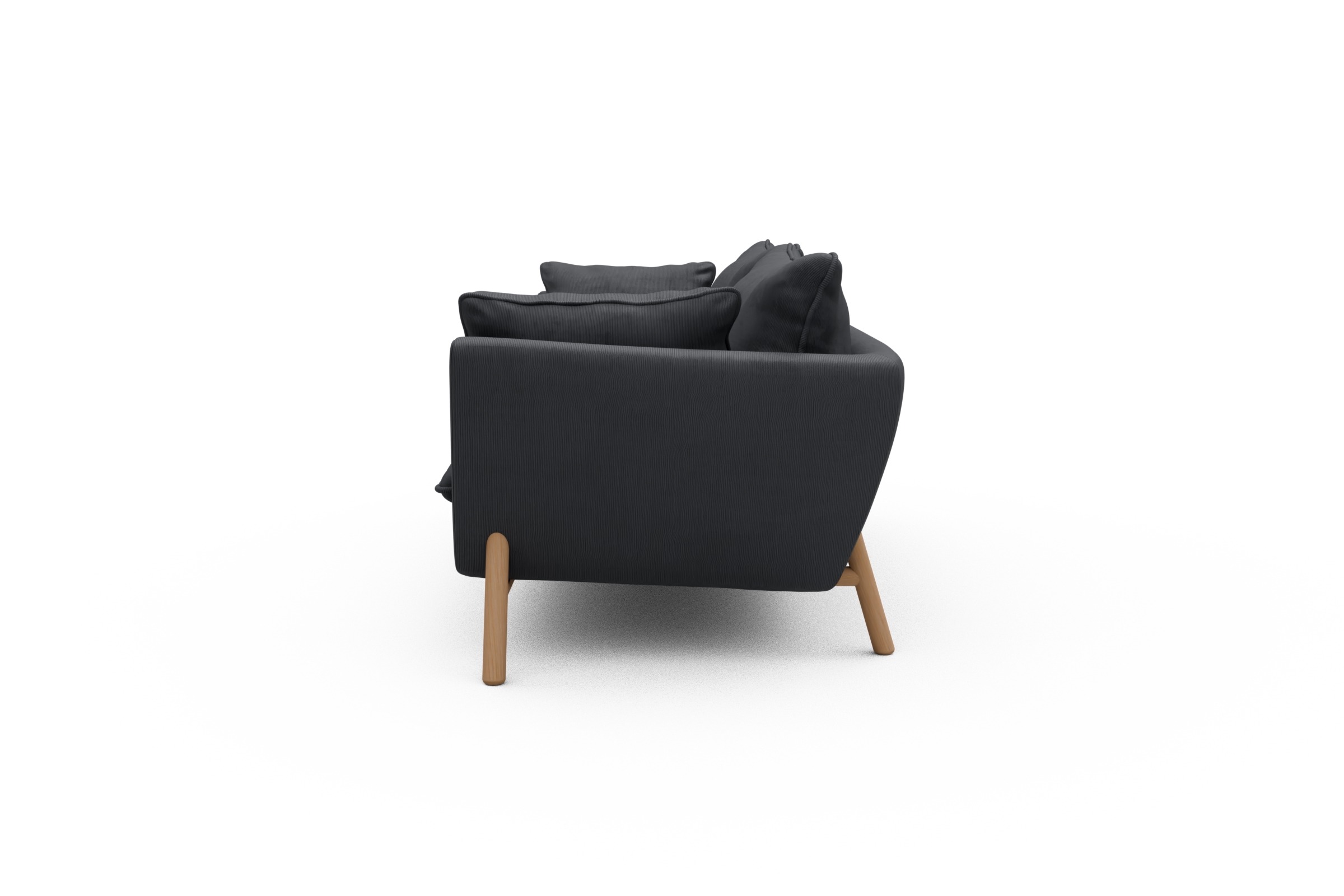 Sofa Emil PREMIUM 3-Sitzer Beinfarbe Eiche Natur Cordufine-Slate-Grey