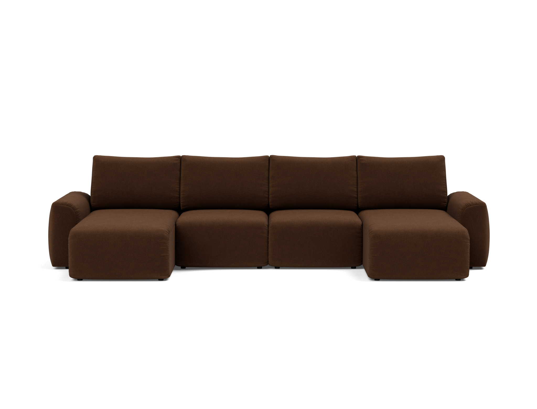 Schlafsofa Norum U-Form mit Chunky-Armlehnen Strukturierter Stoff Taura 359-Cappuccino