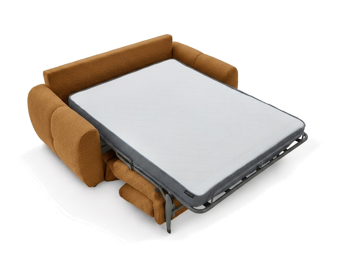 Bobochic Fuji Schlafsofa 3-Sitzer Bouclé-Stoff Gelb
