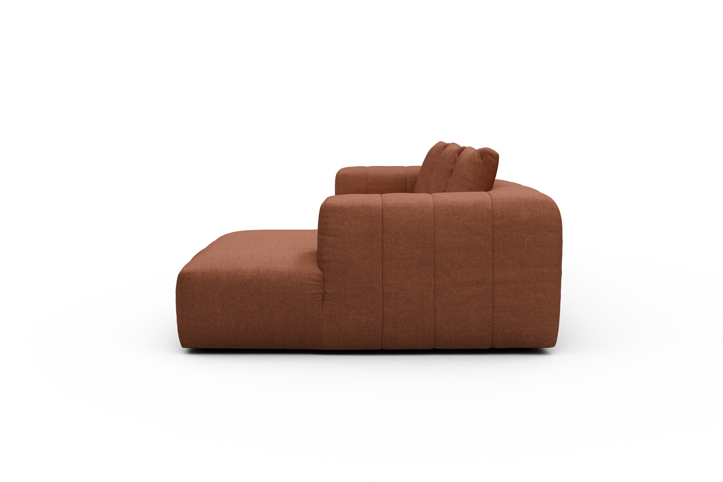 Ecksofa Hugo 2,5-Sitzer Armlehne links mit Chaiselongue Weda-Rust