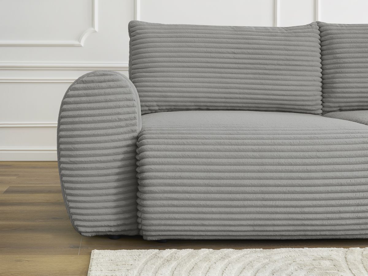 Bobochic Lucien Schlafsofa 3-Sitzer mit Bettkasten Breitcord weich Dunkelgrau