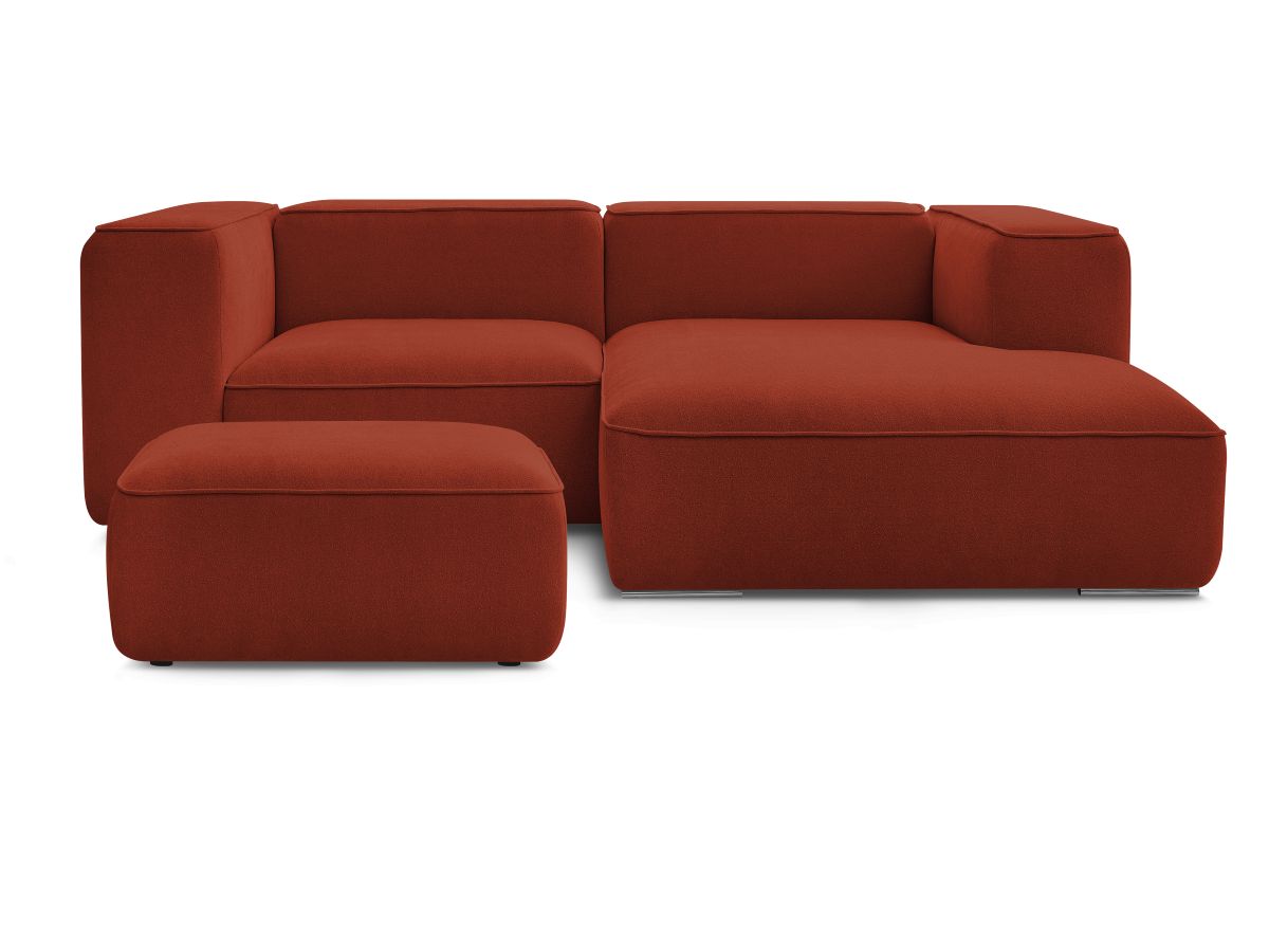 Bobochic Zephyr Ecksofa mit Pouf 260 × 165 cm Strukturstoff Orange Ecke rechts