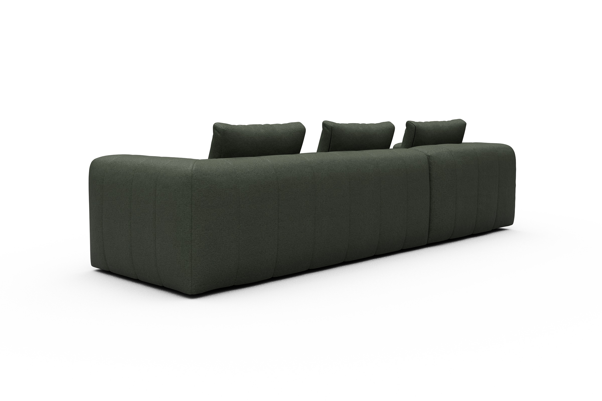 Ecksofa Hugo 2,5-Sitzer Armlehne rechts mit Chaiselongue Denari-Forest-Green