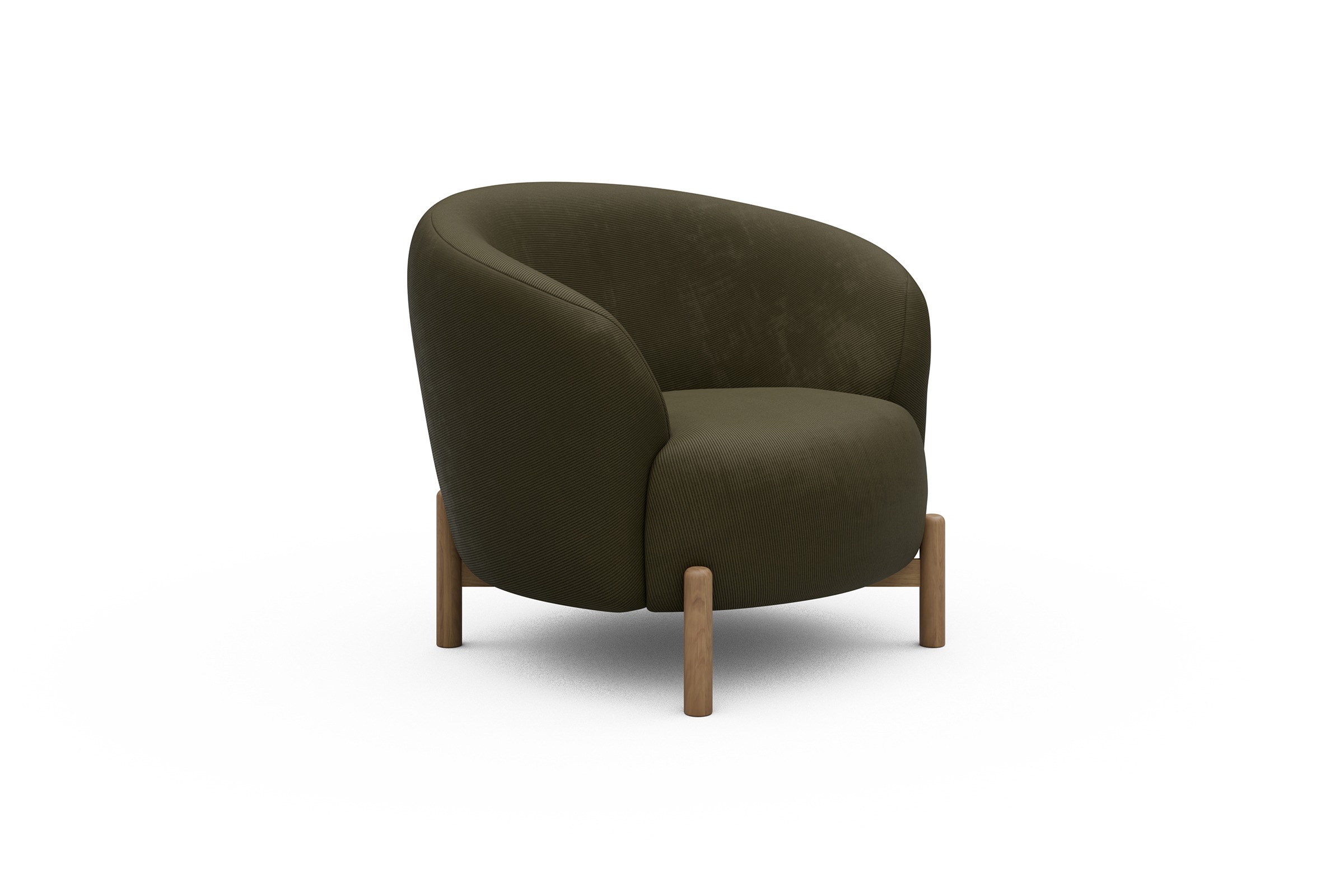 Sessel Ronda Holzbeine Eiche Natur Cordufine-Pine-Green