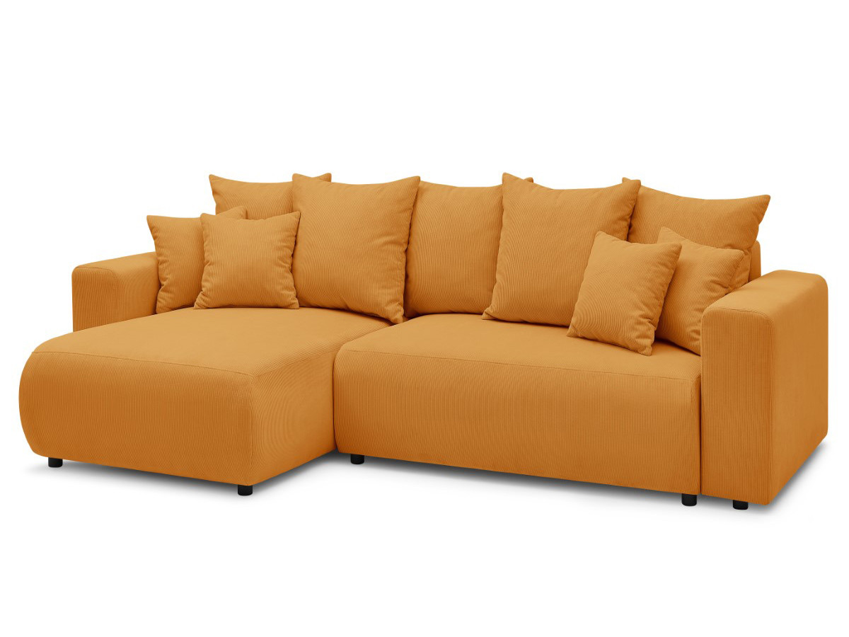 Bobochic Envy Ecksofa mit Schlaffunktion und Bettkasten Cordsamt Gelb