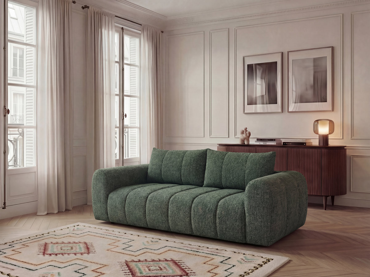 Bobochic Nesty Sofa 3-Sitzer Melange-Stoff Dunkelgrün