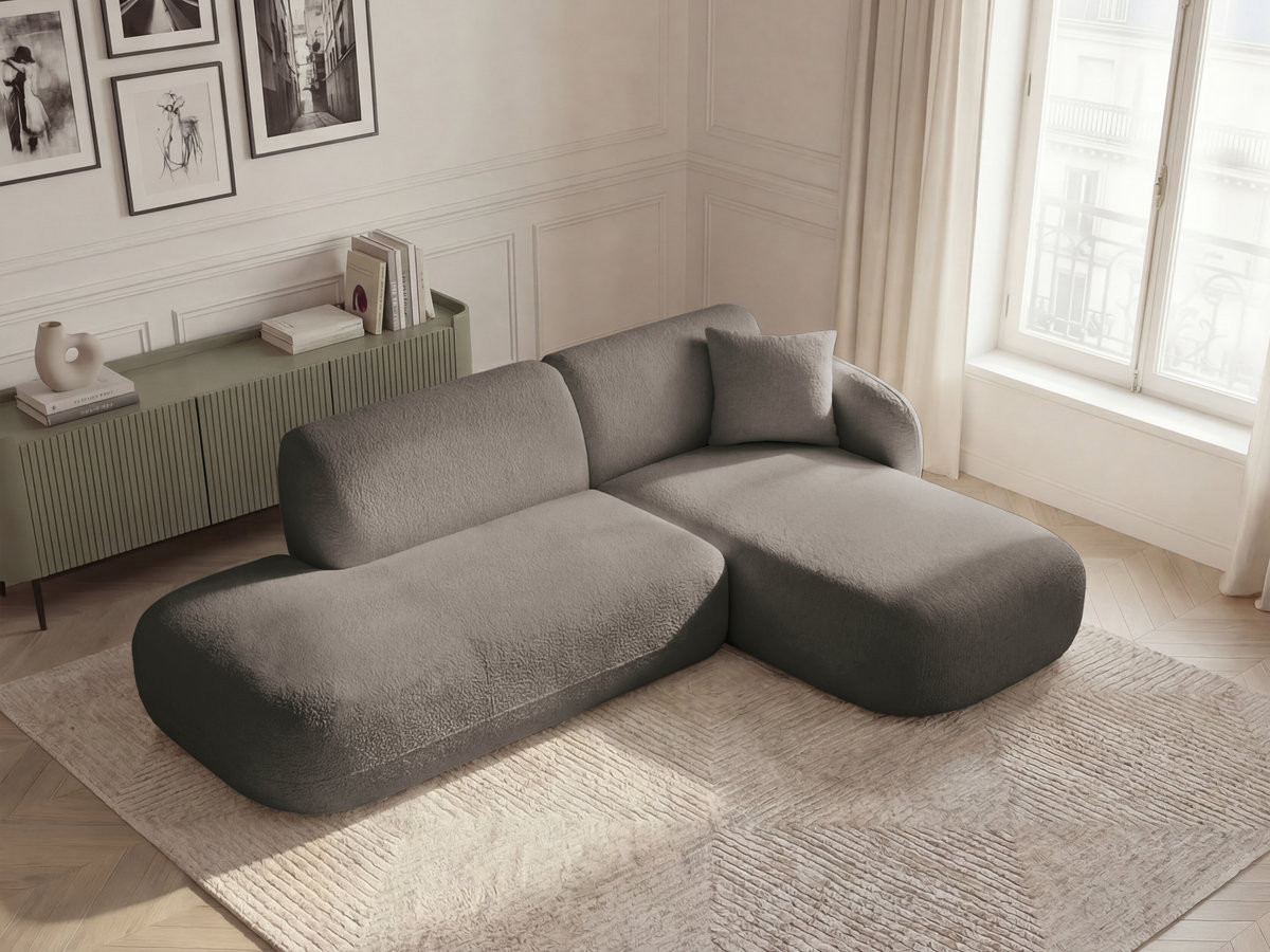 Bobochic Anda Ecksofa 241 × 163 cm Chenille Taupe Ecke rechts
