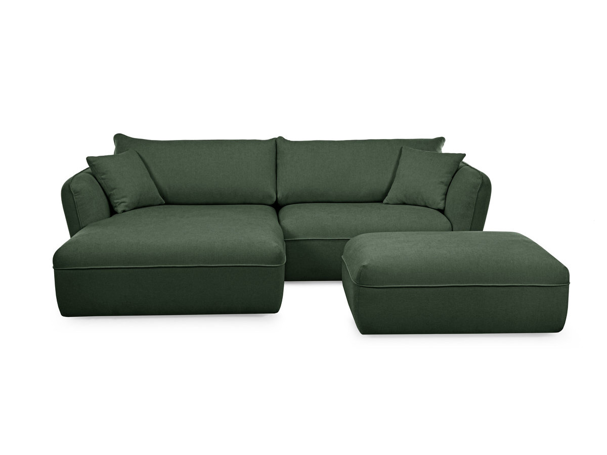 Bobochic Luigi Ecksofa mit Pouf Strukturstoff Grün Ecke links