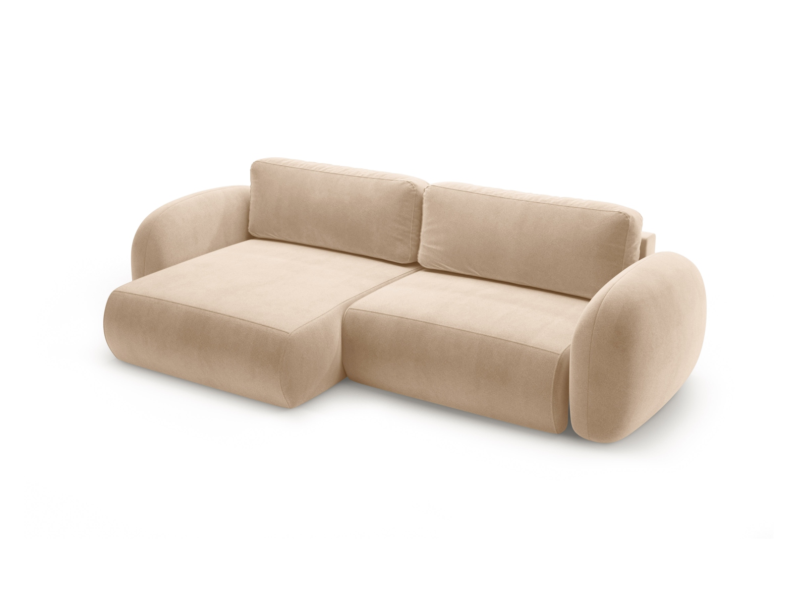 Cosmopolitan Design Wendbares Ecksofa Tonale 4-Sitzer mit Schlaffunktion und Bettkasten Samt Magic Velvet Mandelbeige