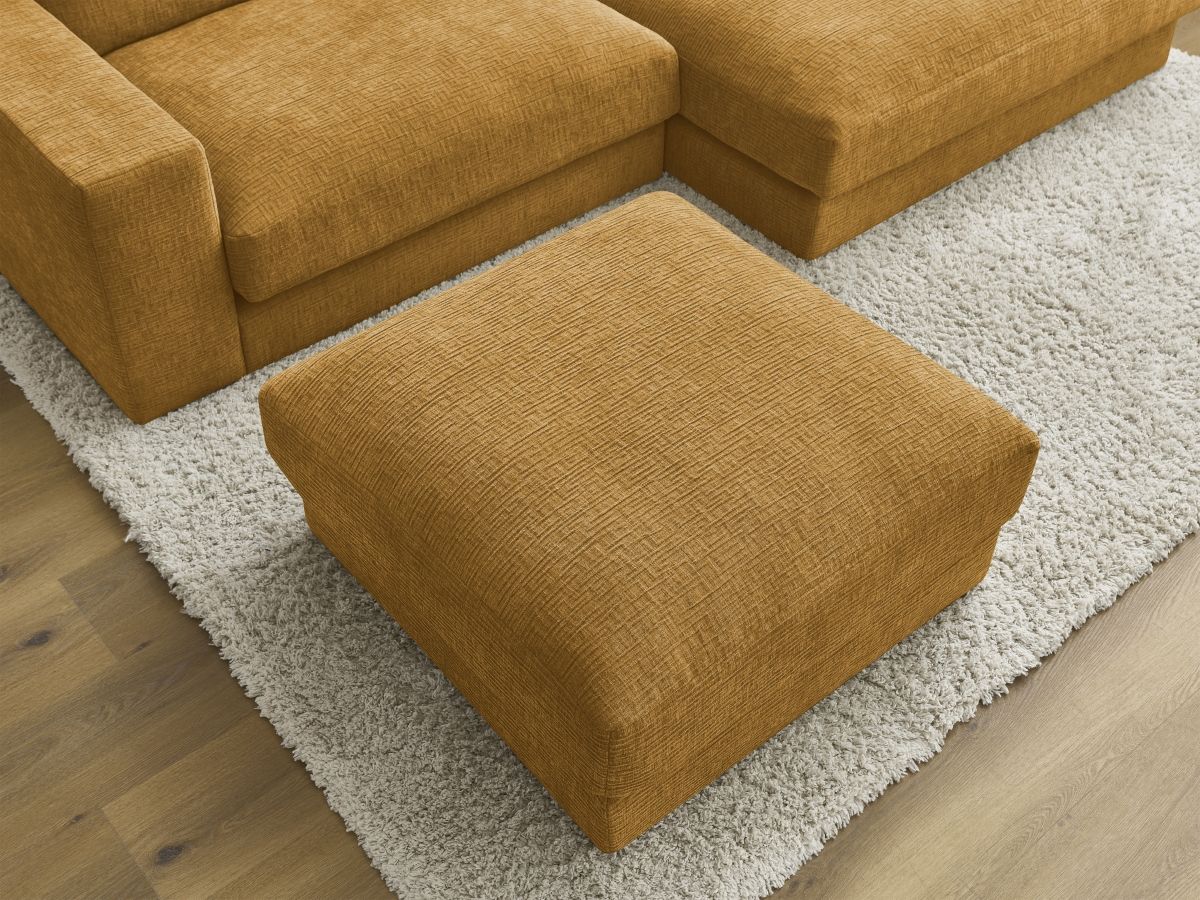 Bobochic Leonard Ecksofa mit Pouf 274 × 159 cm Strukturstoff Gelb Ecke rechts