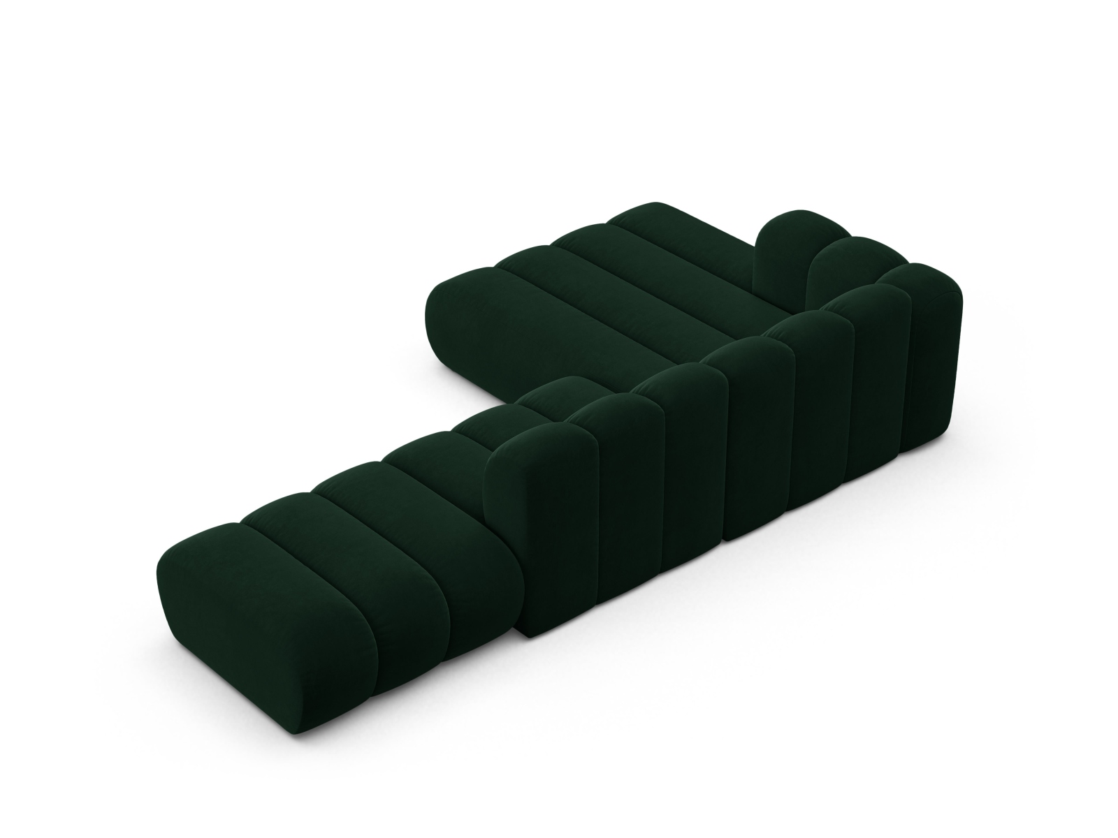 Micadoni Modulares Ecksofa offen Lupine 5-Sitzer Links Samt Salvador Flaschengrün