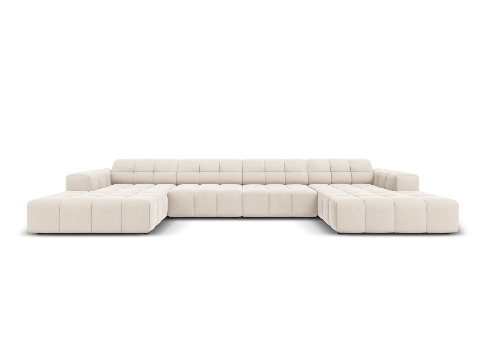Cosmopolitan Design Panoramasofa Chicago 6-Sitzer Samt Bluvel Helles Beige