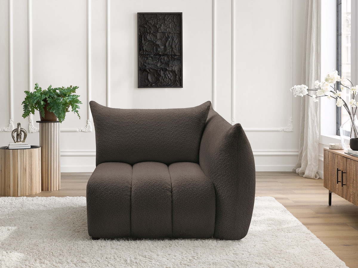 Bobochic Azra Sofamodul 1-Sitzer 117 × 112 cm Bouclé-Stoff Braun Ecke rechts