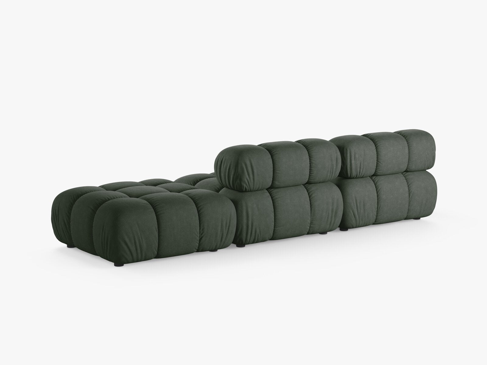 Micadoni Modulares Sofa Bellis 4-Sitzer Rechts Strukturierter Stoff Liberty Moßgrün