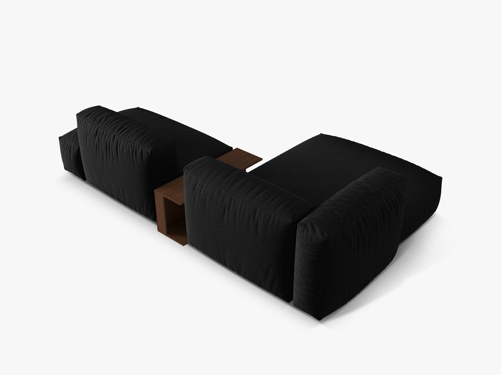 Micadoni Ecksofa Martina 2-Sitzer mit Couchtisch Links Strukturierter Stoff Schwarz