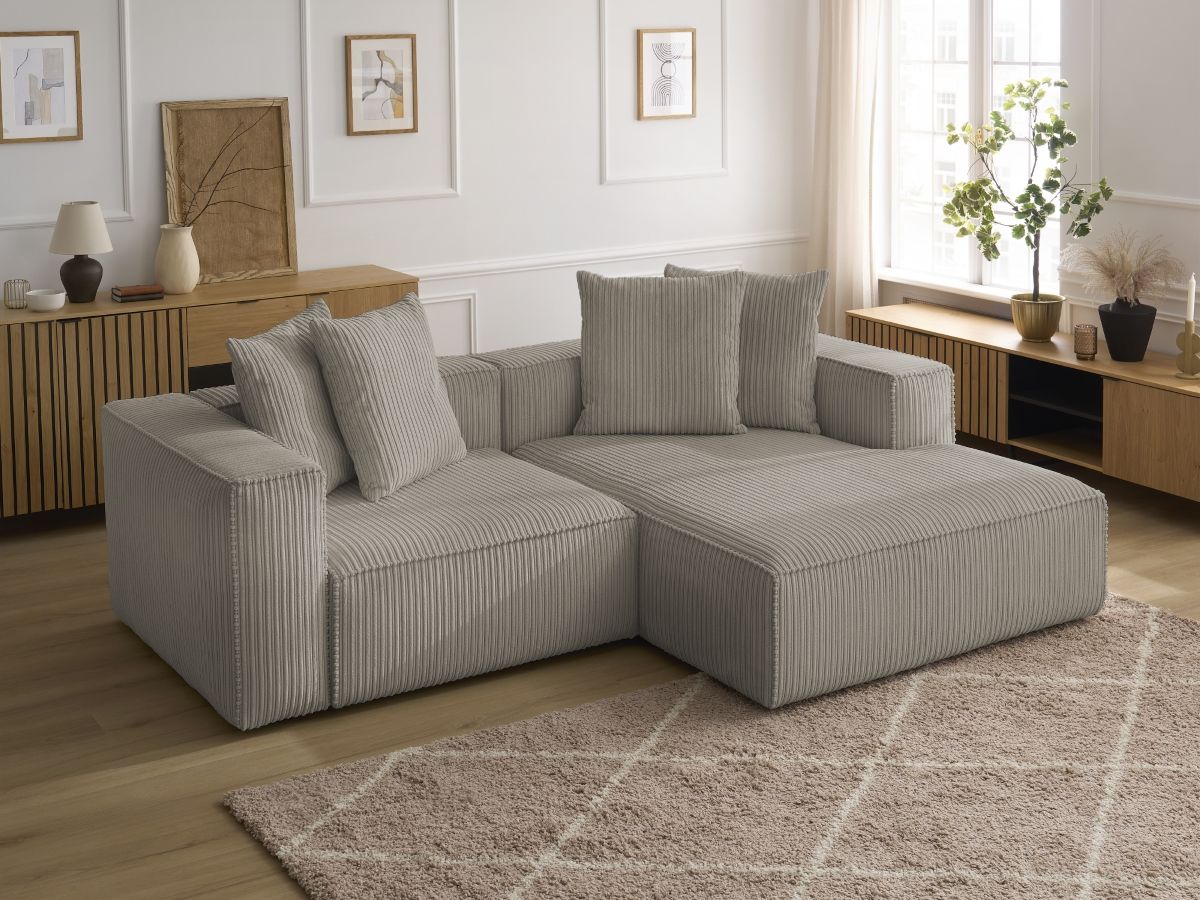 Bobochic Nina Ecksofa Cordsamt Taupe Ecke rechts